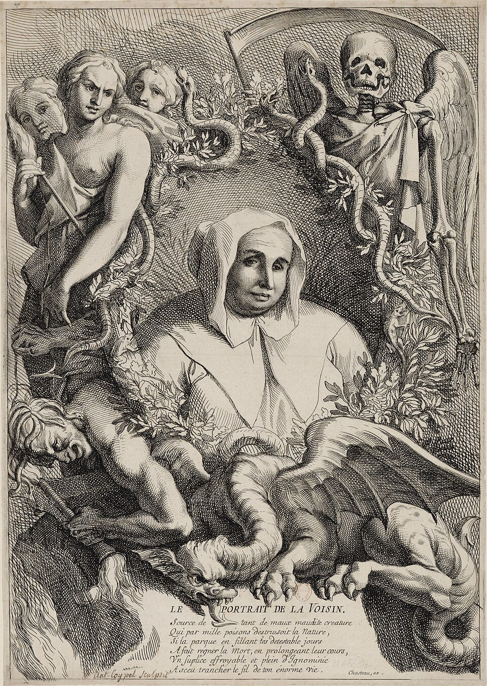 Portrait authentique de Catherine Deshayes dite La Voisin, estampe attribuée à Antoine Coypel, vers 1680 — Aeternum, blog & boutique ésotérique