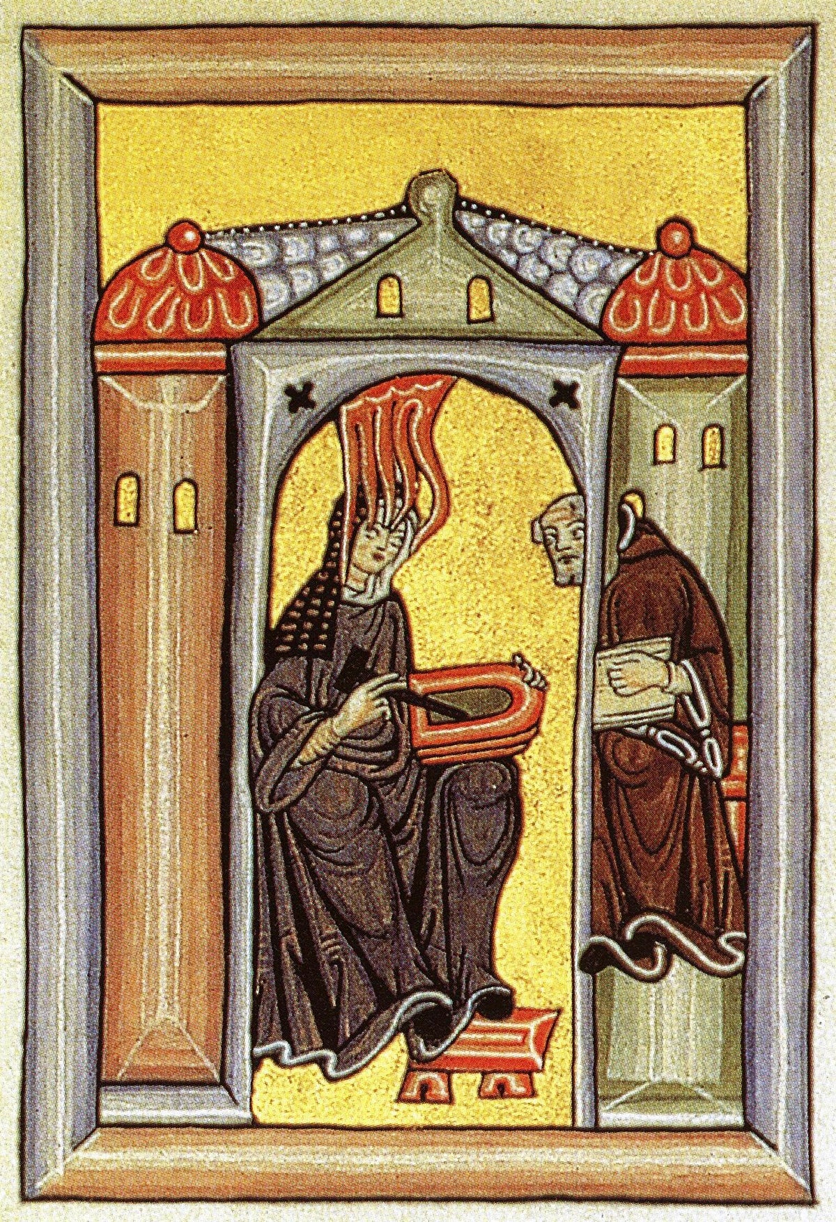 Hildegarde de Bingen dans une miniature médiévale du Scivias — Aeternum, blog & boutique ésotérique