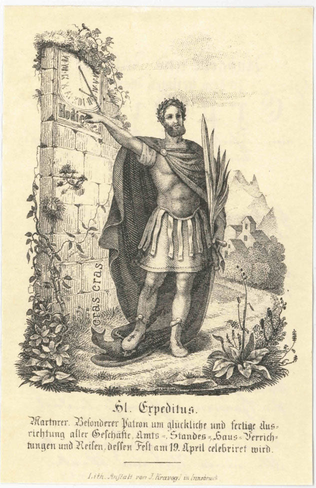 Saint Expédit, lithographie religieuse anonyme du 19ème siècle