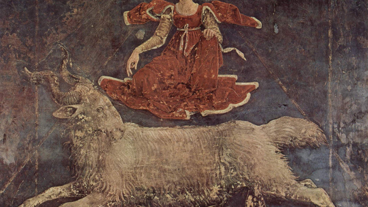 Décans astrologiques du Bélier, fresque de Francesco del Cossa, Palazzo Schifanoia à Ferrare, vers 1469-1470