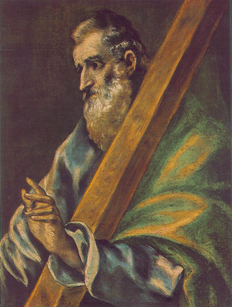 L’apôtre André tient sa croix en sautoir, portrait peint par Le Greco