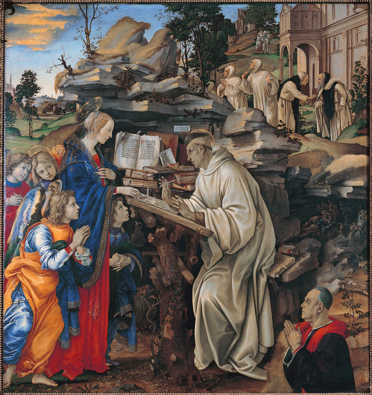 Saint Bernard de Clairvaux reçoit l’apparition de Marie dans un tableau de Filippino Lippi