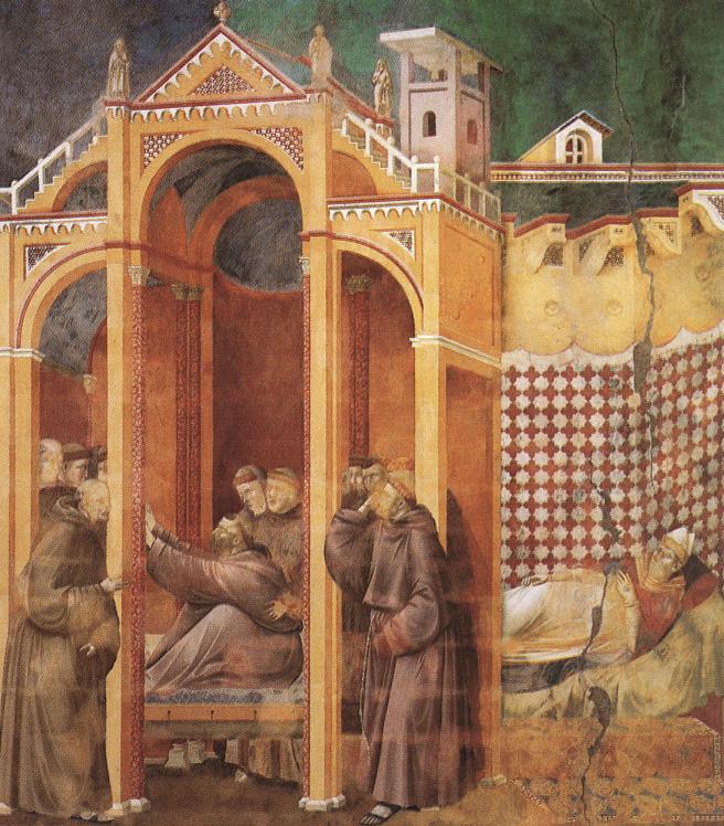 Saint François d’Assise dans une fresque du cycle de Giotto à la basilique d’Assise
