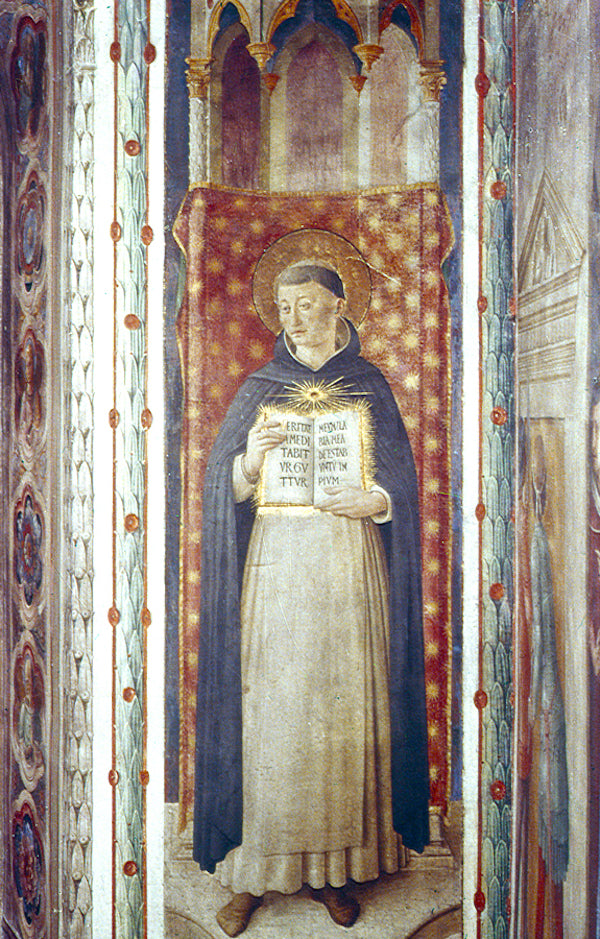 Fresque ancienne de saint Thomas d’Aquin, représenté par Fra Angelico