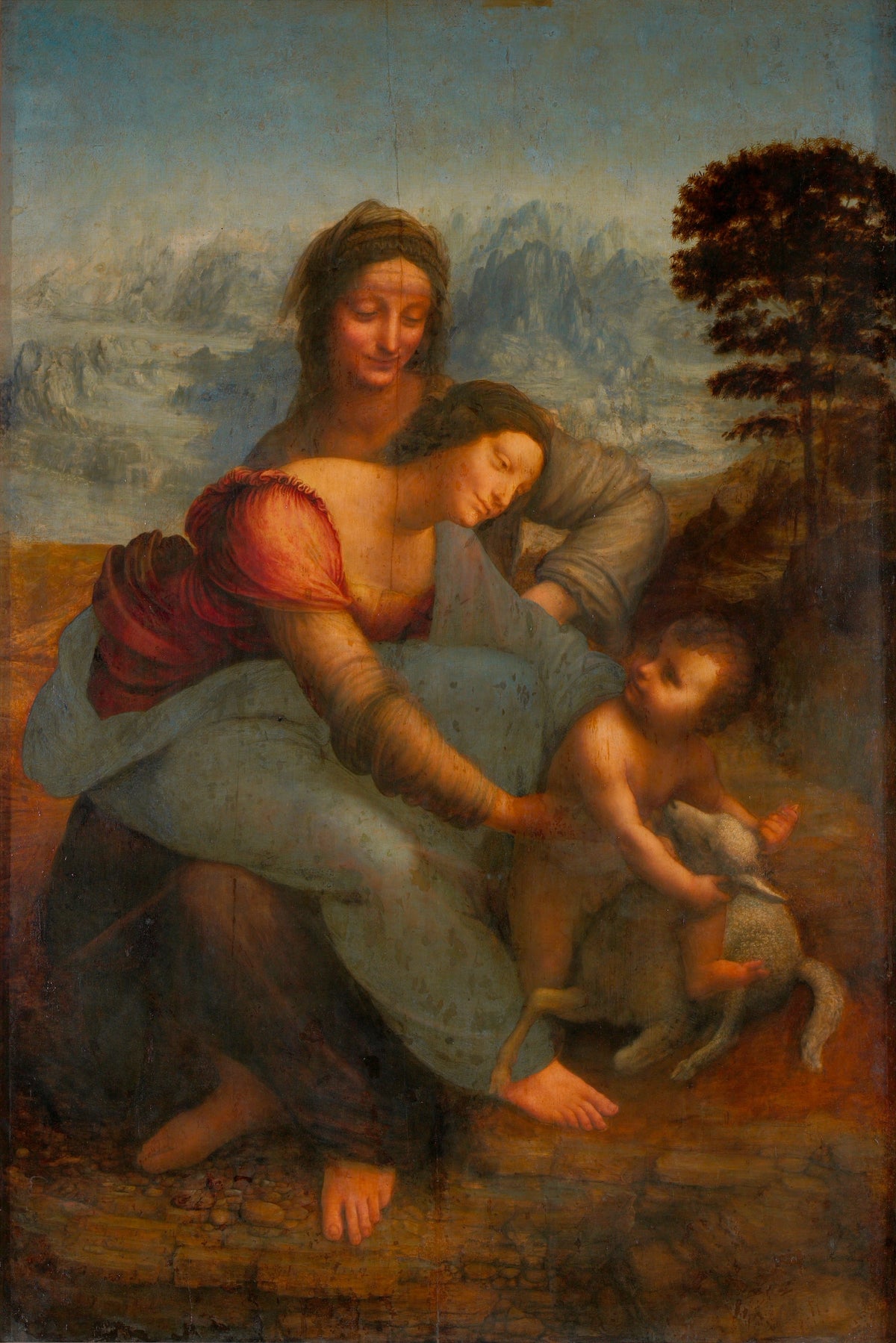 Sainte Anne derrière Marie et l’Enfant Jésus dans le tableau de Léonard de Vinci