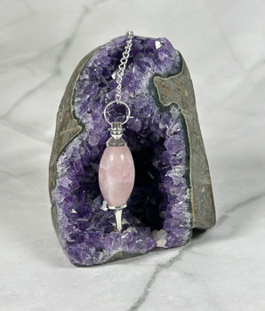 Pêndulo Shiva Lingam em Quartzo Rosa
