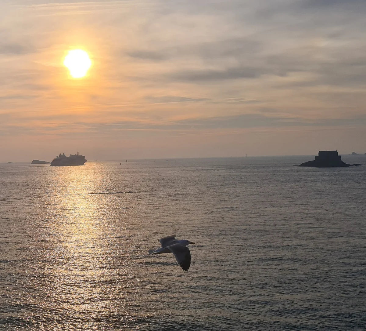 La mer et le fort du Petit Bé vus depuis les remparts de Saint-Malo, en Bretagne
