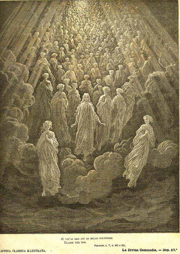 Gustave Doré, illustration du chant V du Paradis de Dante. Illustration symbolique ; ne représente pas nominativement Remiel — histoire des traditions.