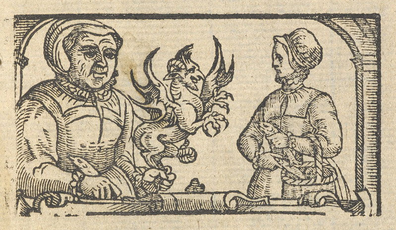 Esprit familier de sorcière : gravure d’un pamphlet anglais de 1579 — Aeternum, blog & boutique ésotérique