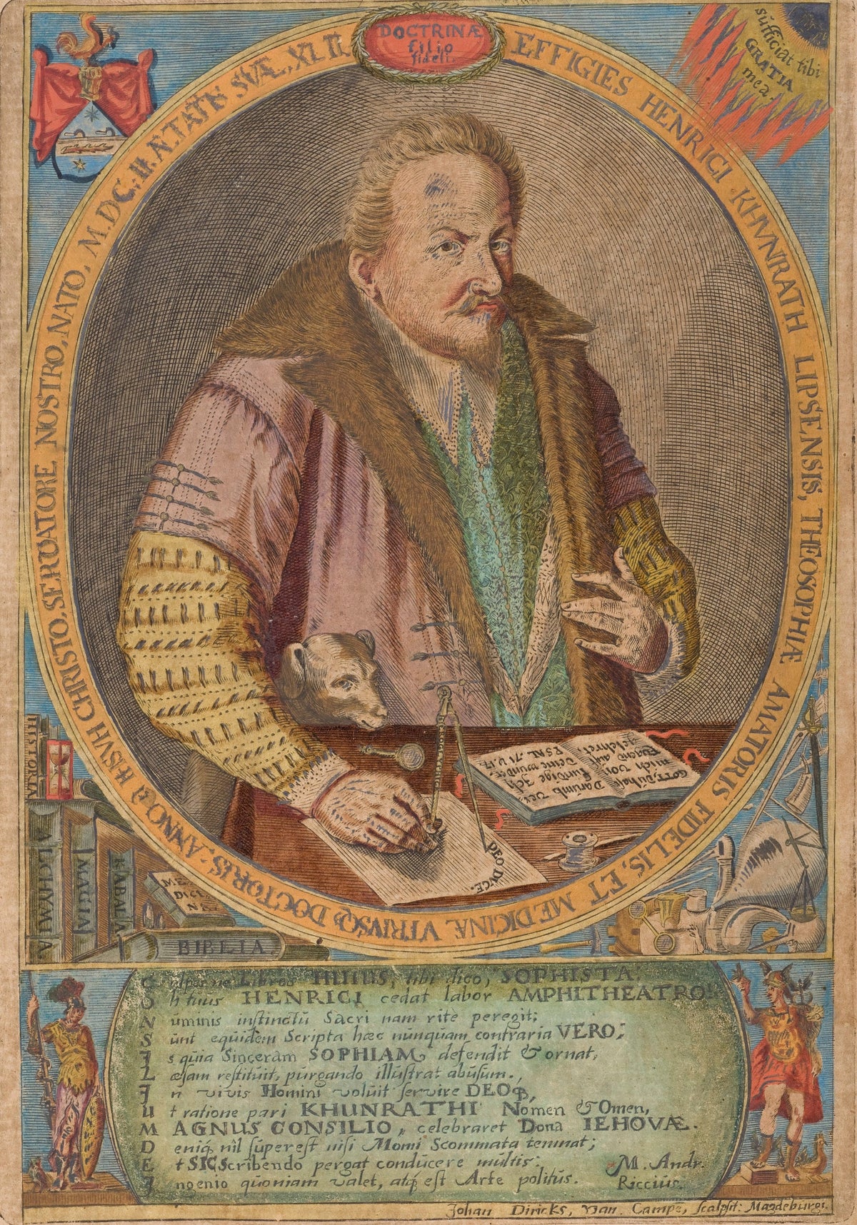 Portrait gravé authentique de Heinrich Khunrath dans l’Amphitheatrum Sapientiae Aeternae — Aeternum, blog & boutique ésotérique
