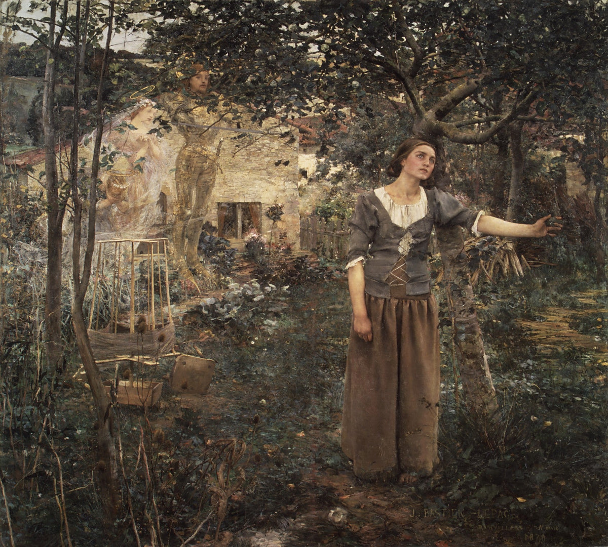Jeanne d’Arc dans le jardin familial écoutant ses voix, peinture de Jules Bastien-Lepage