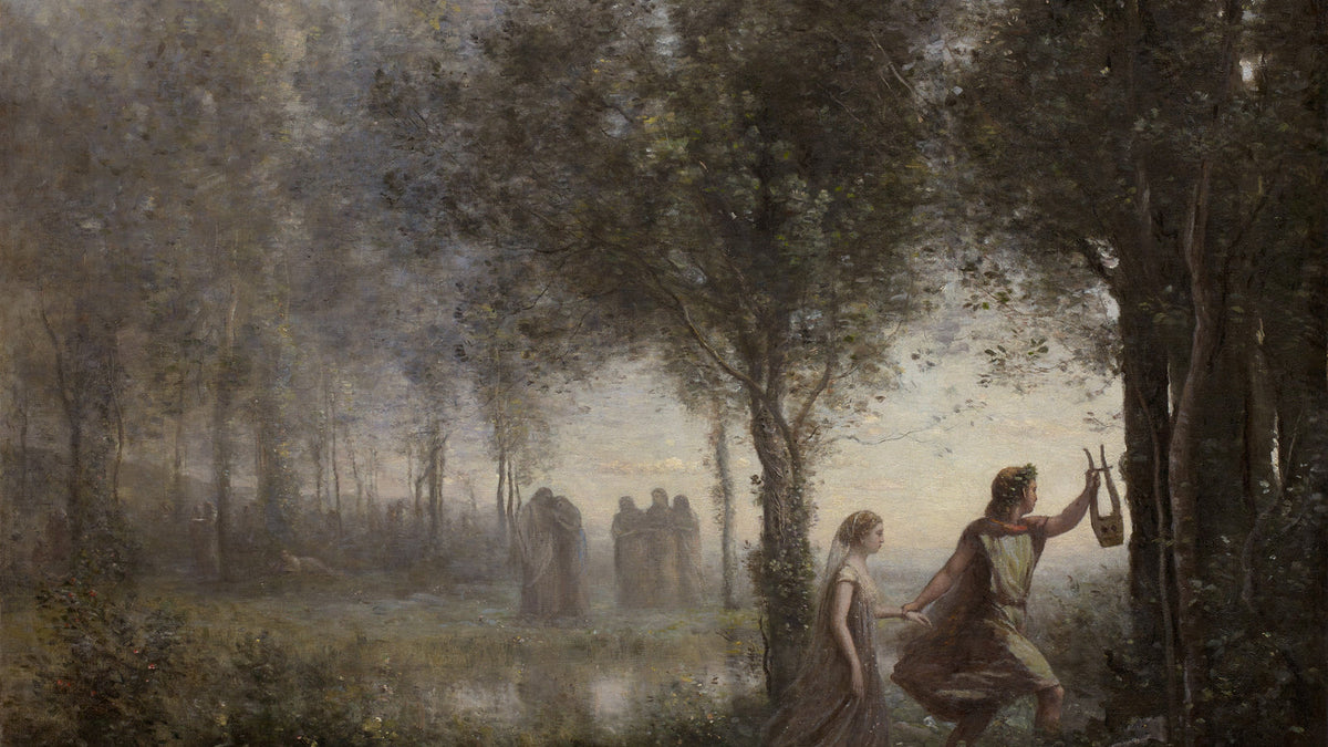 Orphée et Eurydice traversant le monde des morts, tableau de Camille Corot de 1861, illustration des traditions funéraires grecques