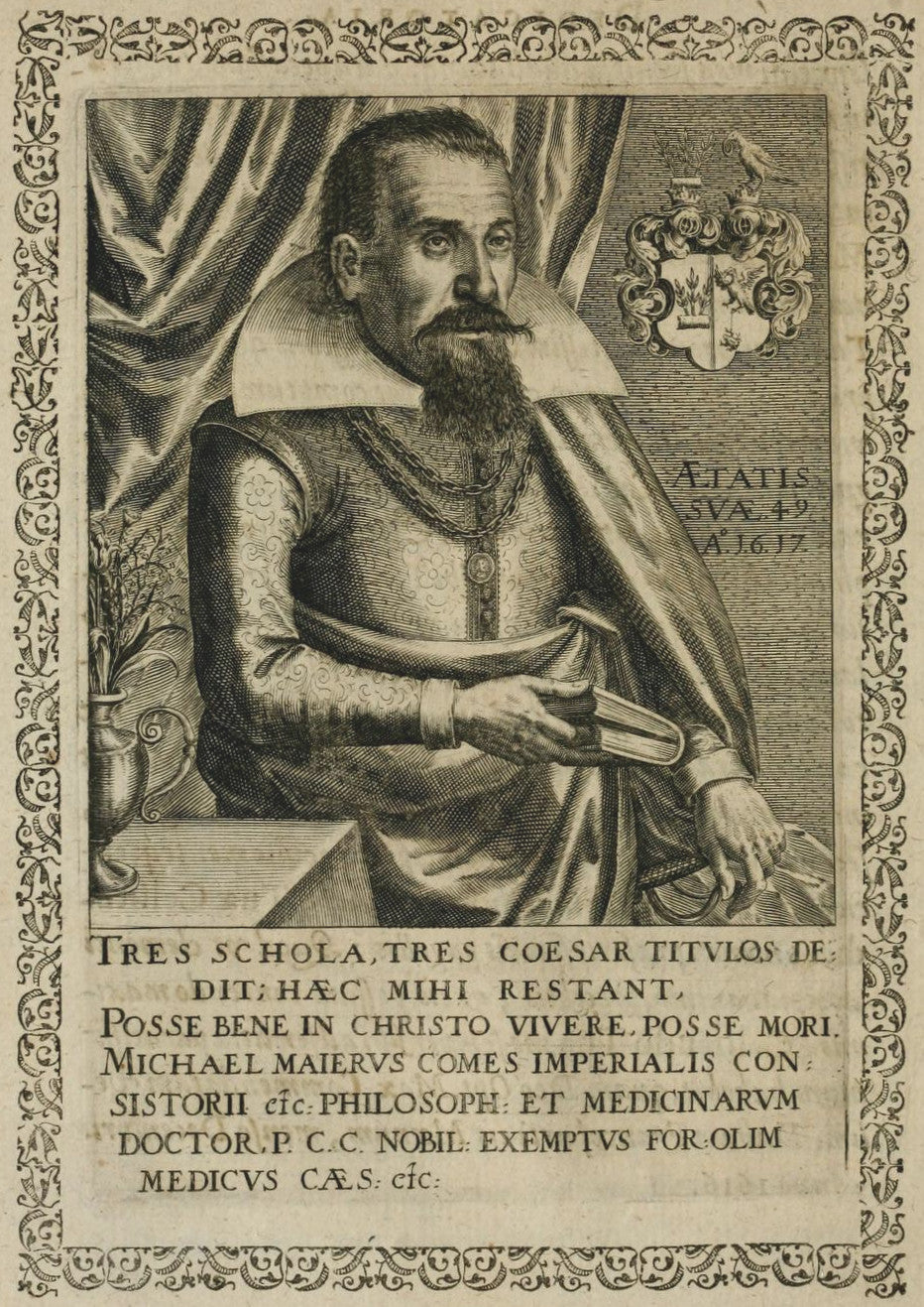 Portrait gravé authentique de Michael Maier par Matthäus Merian, 1618 — Aeternum, blog & boutique ésotérique