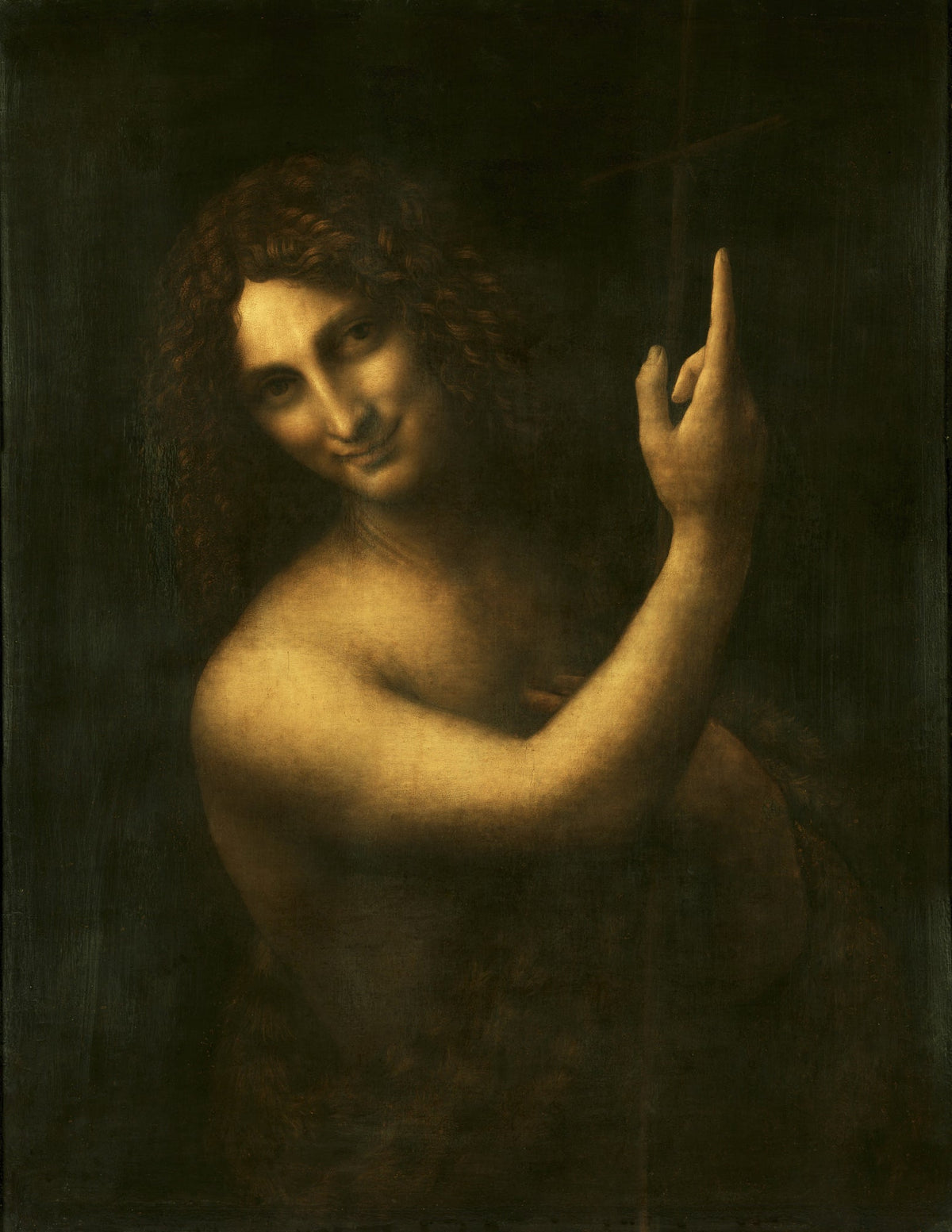 Saint Jean-Baptiste montrant le ciel de son doigt dans la peinture de Léonard de Vinci