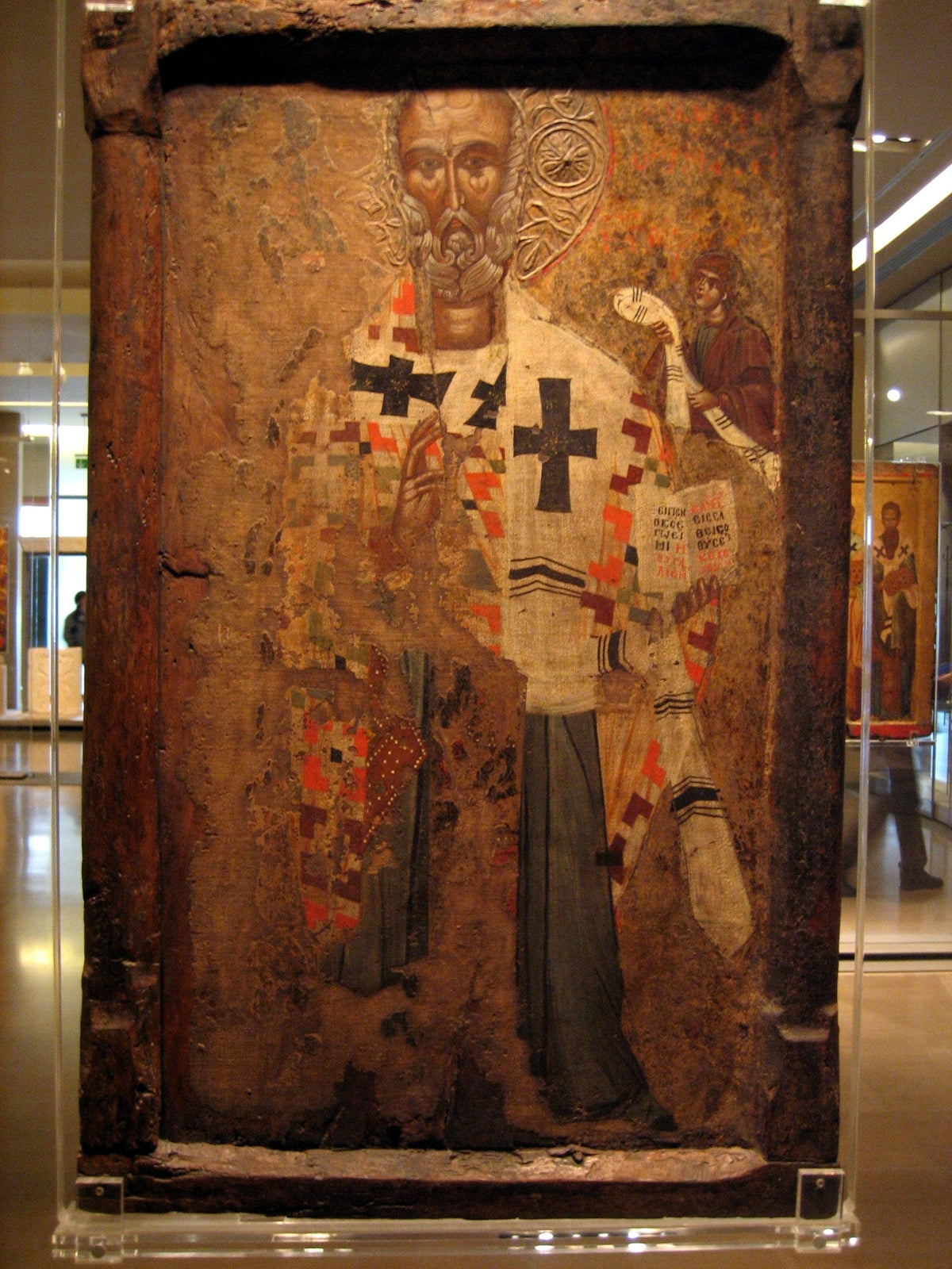 Icône byzantine du 15ème siècle représentant saint Nicolas de Myre, évêque