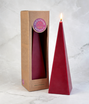 Bougie pyramide rouge - Passion & courage