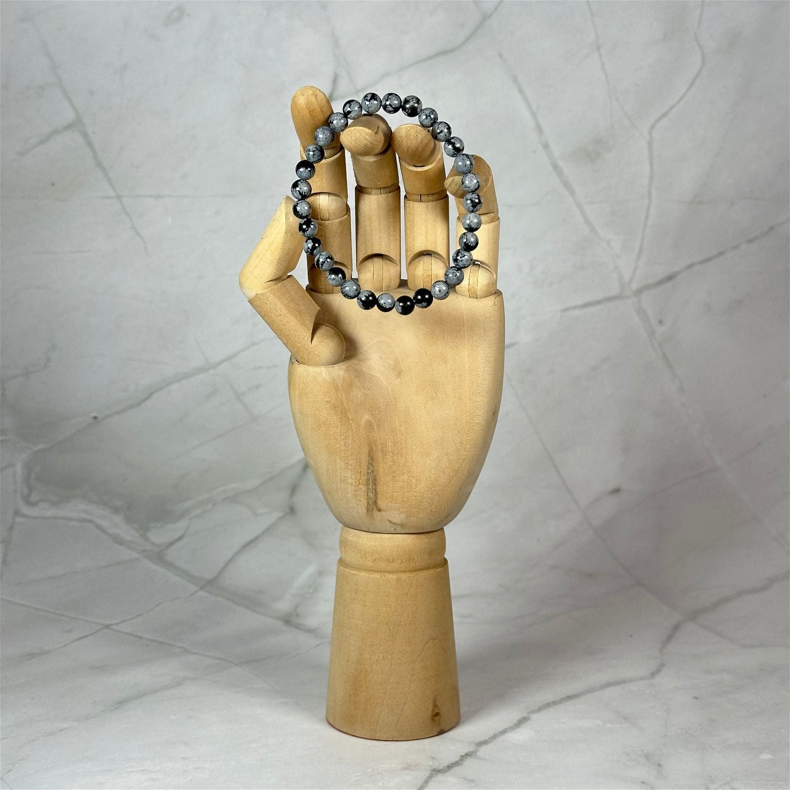 Bracelet Obsidienne Flocon de Neige (6mm) - Aeternum - Bracelet Obsidienne Flocon de Neige (6mm) - # boutique ésoterisme# - #wicca# 