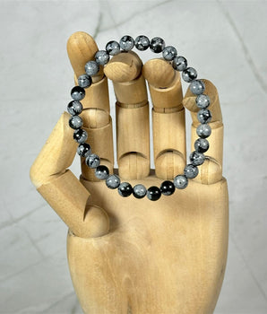 Bracelet Obsidienne Flocon de Neige (6mm) - Aeternum - Bracelet Obsidienne Flocon de Neige (6mm) -