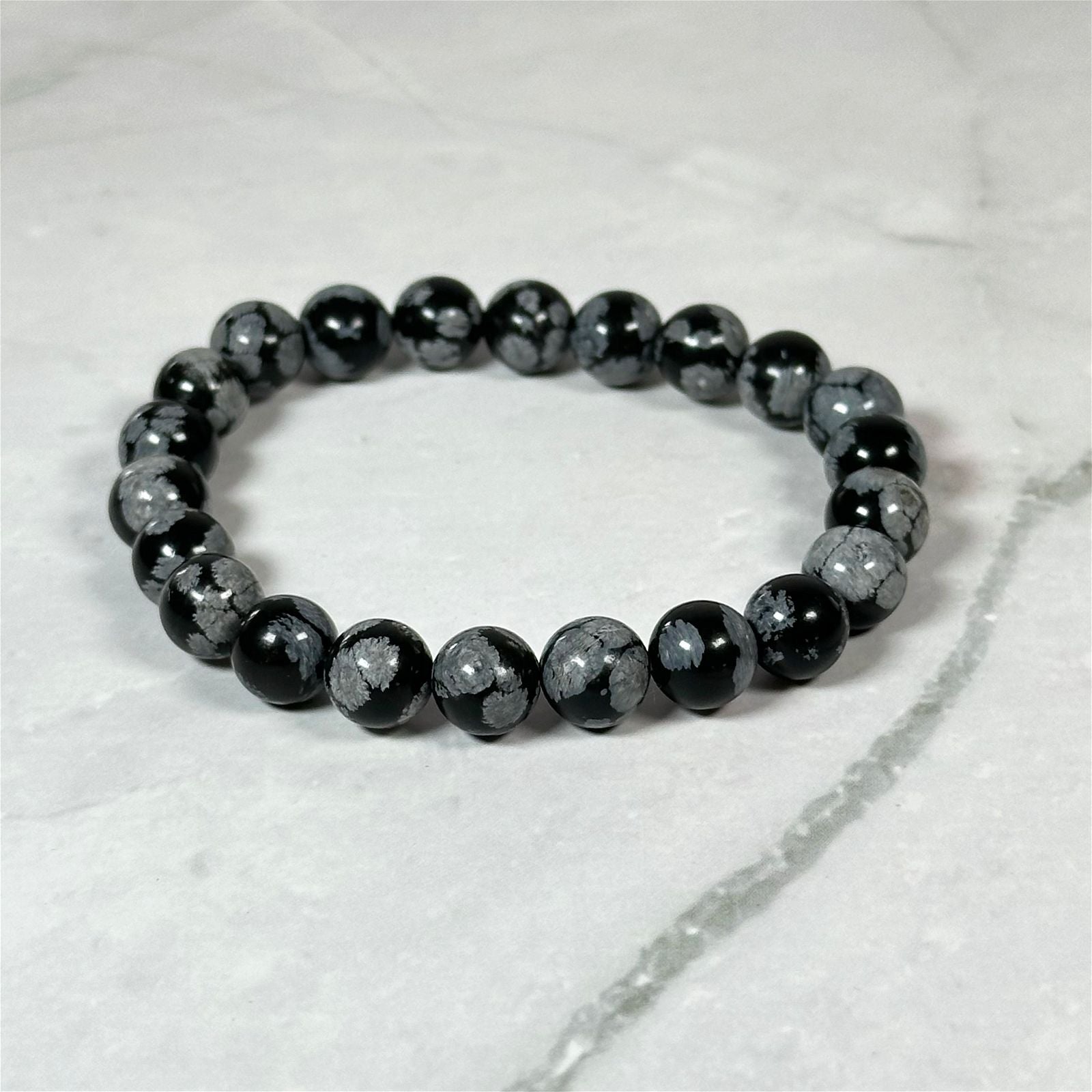 Bracelet Obsidienne Flocon de Neige (8mm) - Aeternum - Bracelet Obsidienne Flocon de Neige (8mm) - # boutique ésoterisme# - #wicca# 