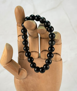 Bracelet Obsidienne Dorée (8mm)