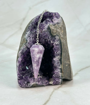Pendule 6 faces en Lépidolite