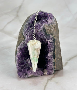 Pendule 6 faces en Aventurine Blanche