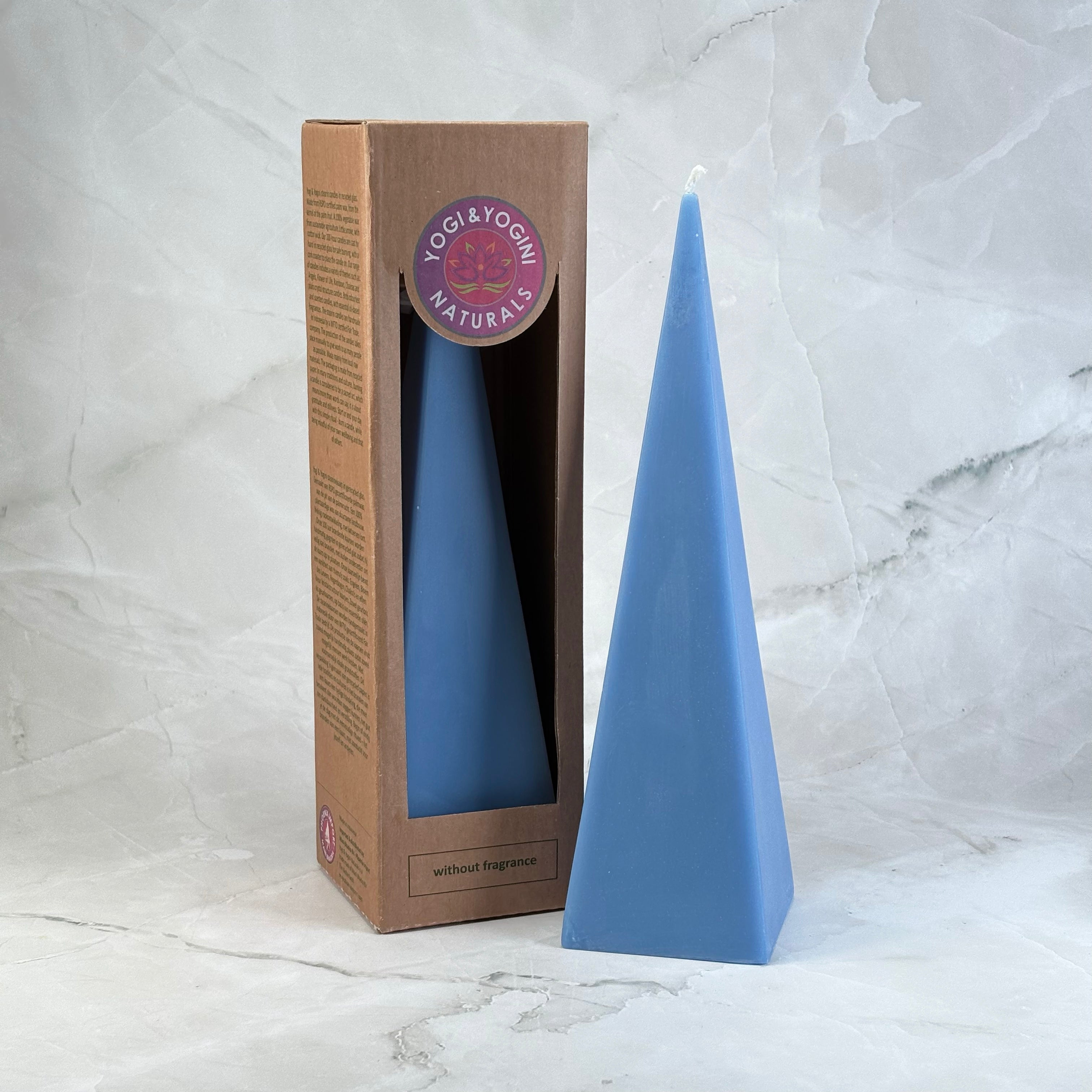 Bougie pyramide bleue - Communication