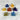 Lot de pierres pyramidales 7 chakras - Aeternum - a table topped with a blue and white cloth  - # boutique ésoterisme# - #wicca# 