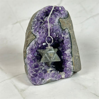 Pendule Merkaba en Labradorite - Aeternum - a purple teddy bear in a purple purple sweater  - # boutique ésoterisme# - #wicca# 